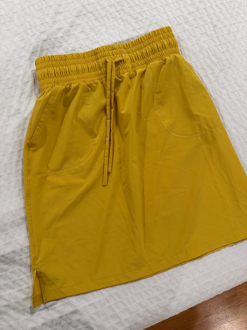 Albion Casual Drawstring Elastic-Waist Mustard Yellow Skirt